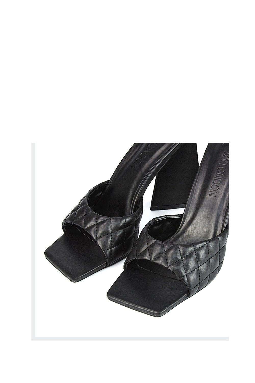 XY London 'Maylin' Quilted Square Toe Sculptured Flared High Heels image 5