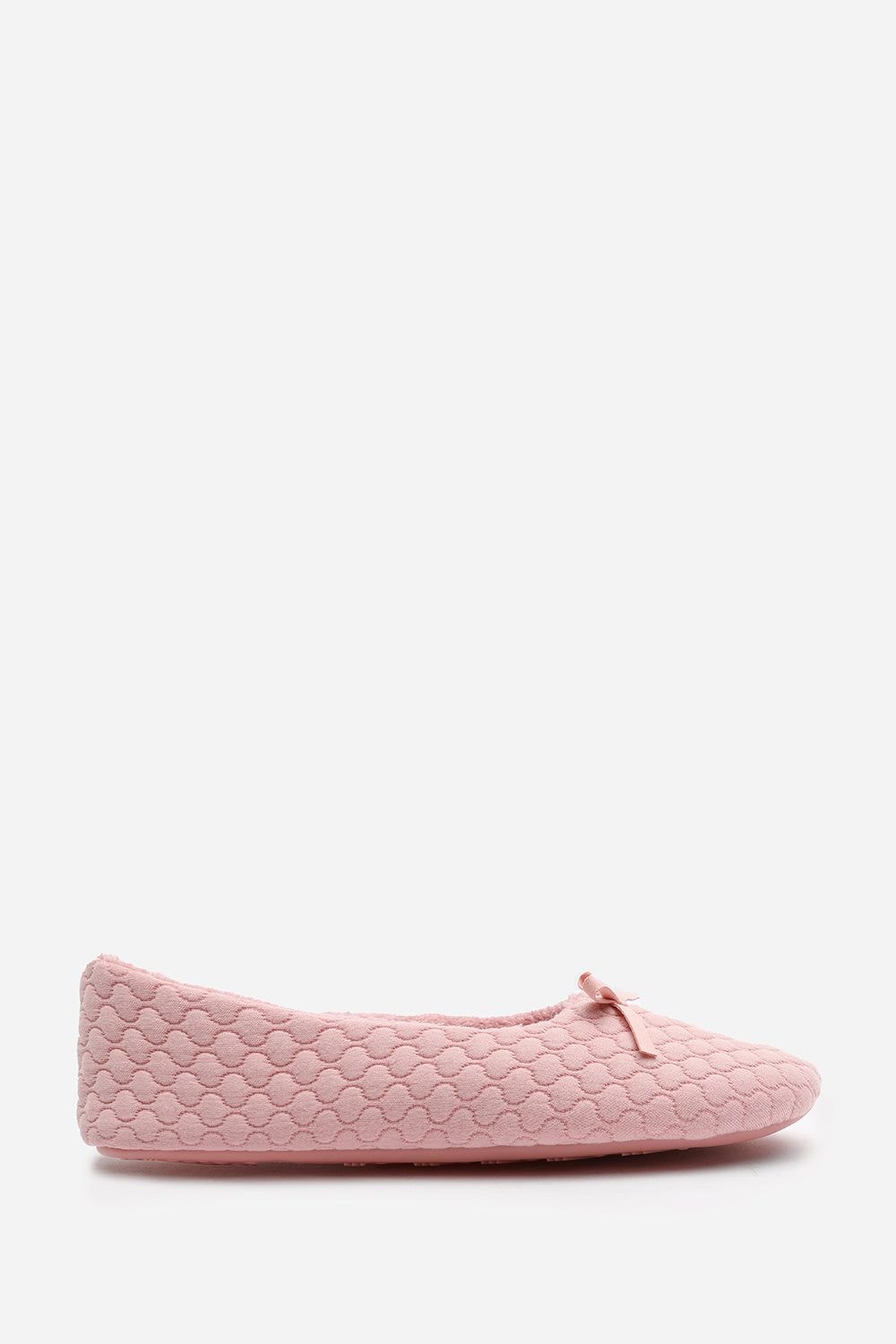 Where's That From 'Inez' Ballet Quilted Slippers with Faux Fur Lining and Bow Detail image 3