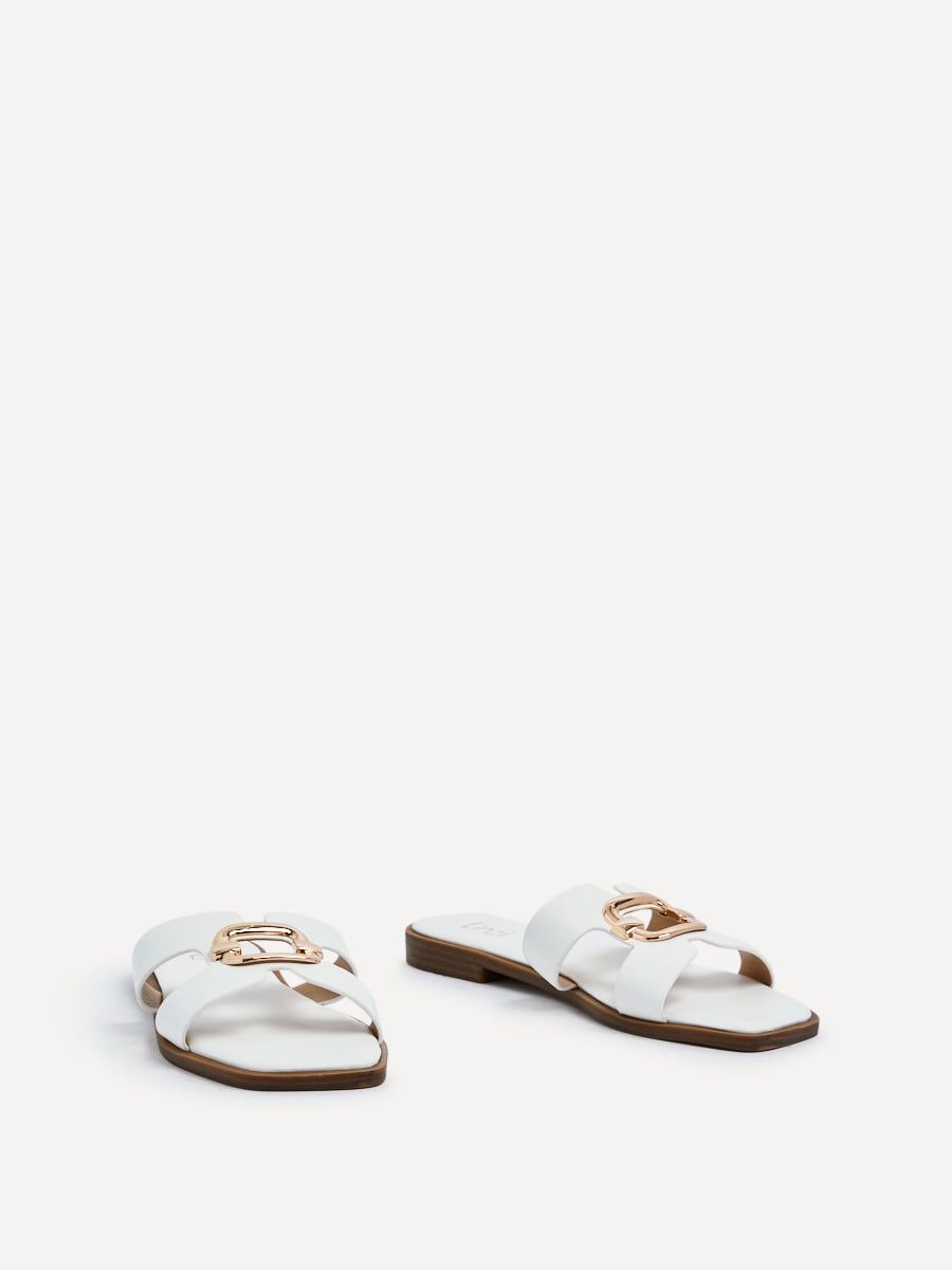 Linzi Vida White Faux Leather Flat Sandal image 3