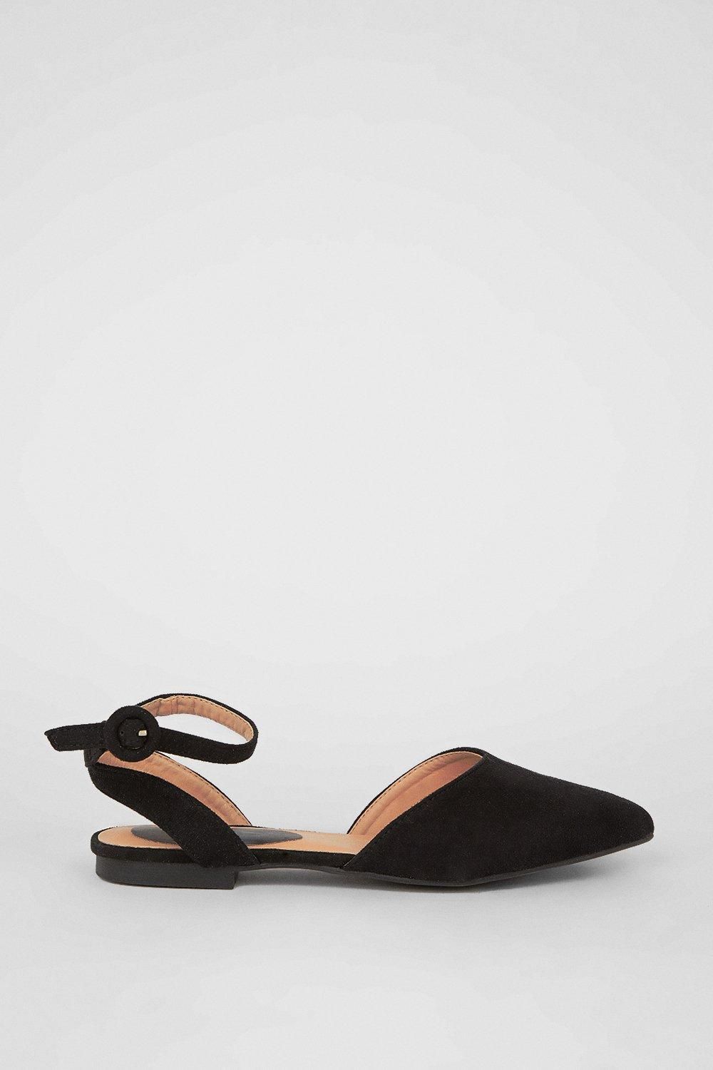 Dorothy Perkins Wide Fit Poppy Open Ballet Flats Natural Black image 2