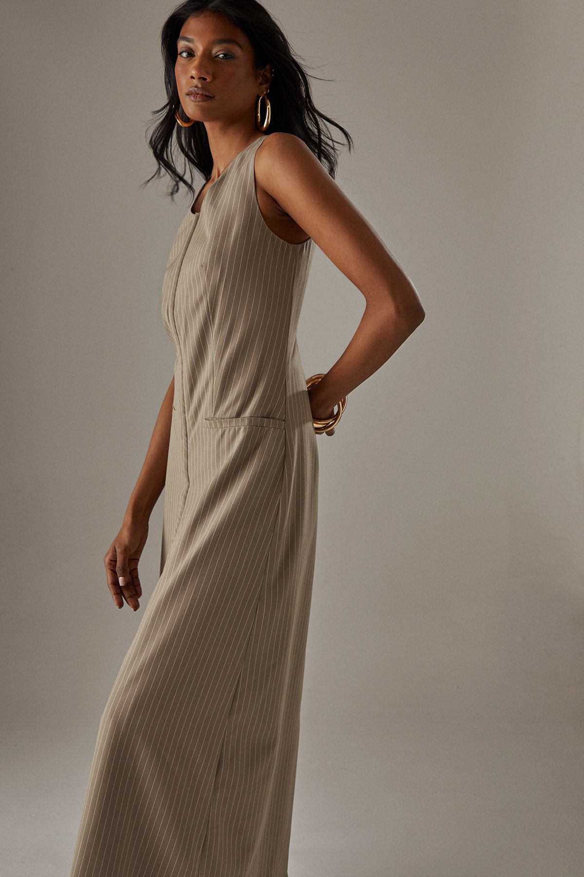 Warehouse Tailored Hook And Eye Multi-style Dress Mushroom image 2