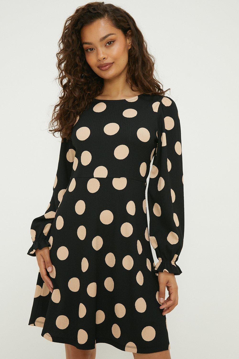Dorothy Perkins Petite Spot Mini Dress Black image 1