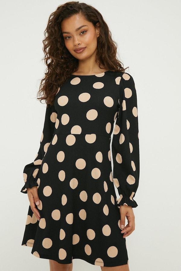 Dorothy Perkins Petite Spot Mini Dress Black