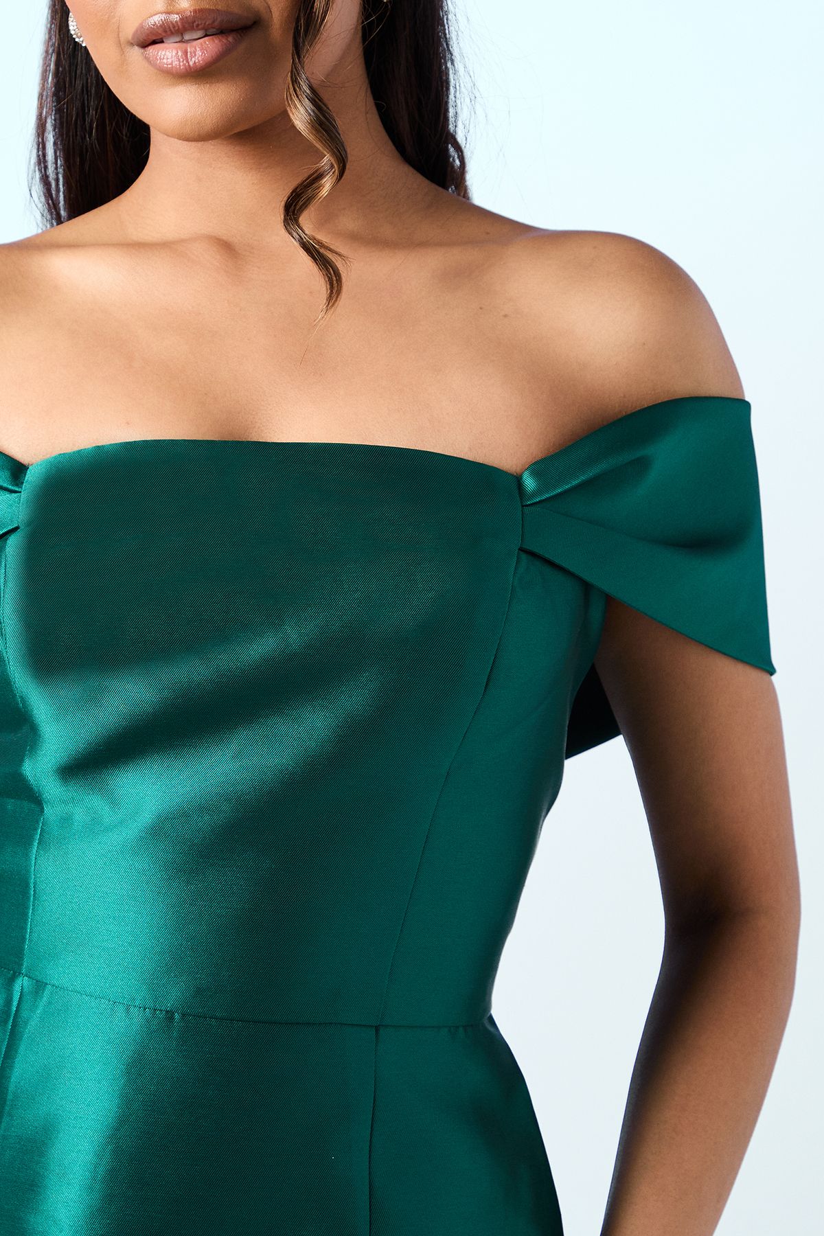 Coast Coast Honoured Petite Twill Bardot Column Midi Bridesmaid Dress Emerald image 5