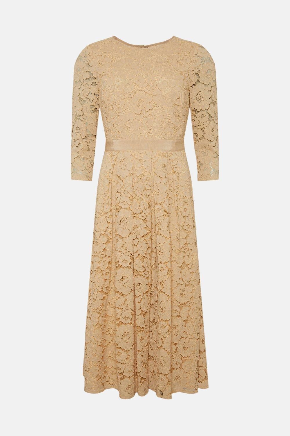 Coast Lace Pleated Fit And Flare Dress Mink image 4
