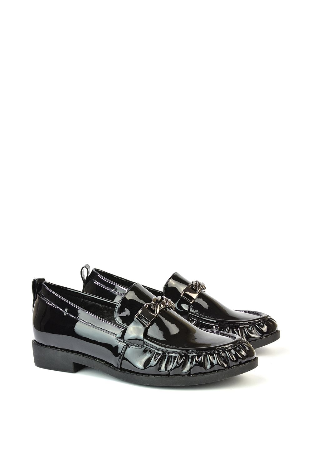 XY London 'Heidi' Chain Detail Ruched Loafer Back to School Shoes image 2