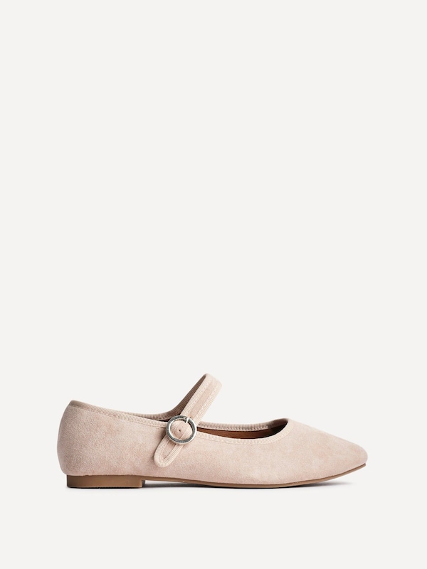Linzi Graceful Nude Faux Suede Ballet Pumps