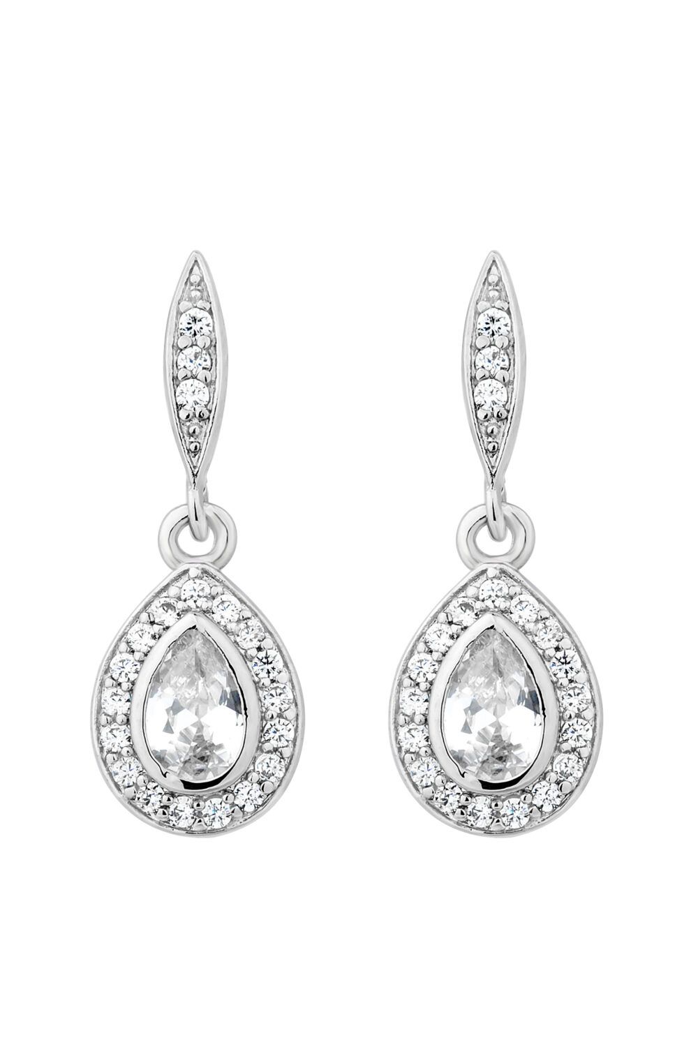 Jon Richard Silver Cubic Zirconia Pear Drop Earrings image 1