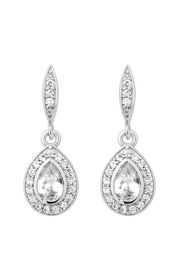 Jon Richard Silver Cubic Zirconia Pear Drop Earrings