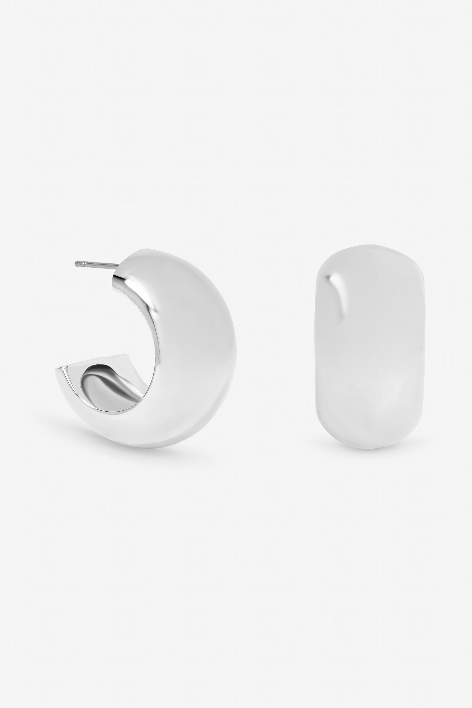 Mood Silver Plated Chubby Hoop Earrings