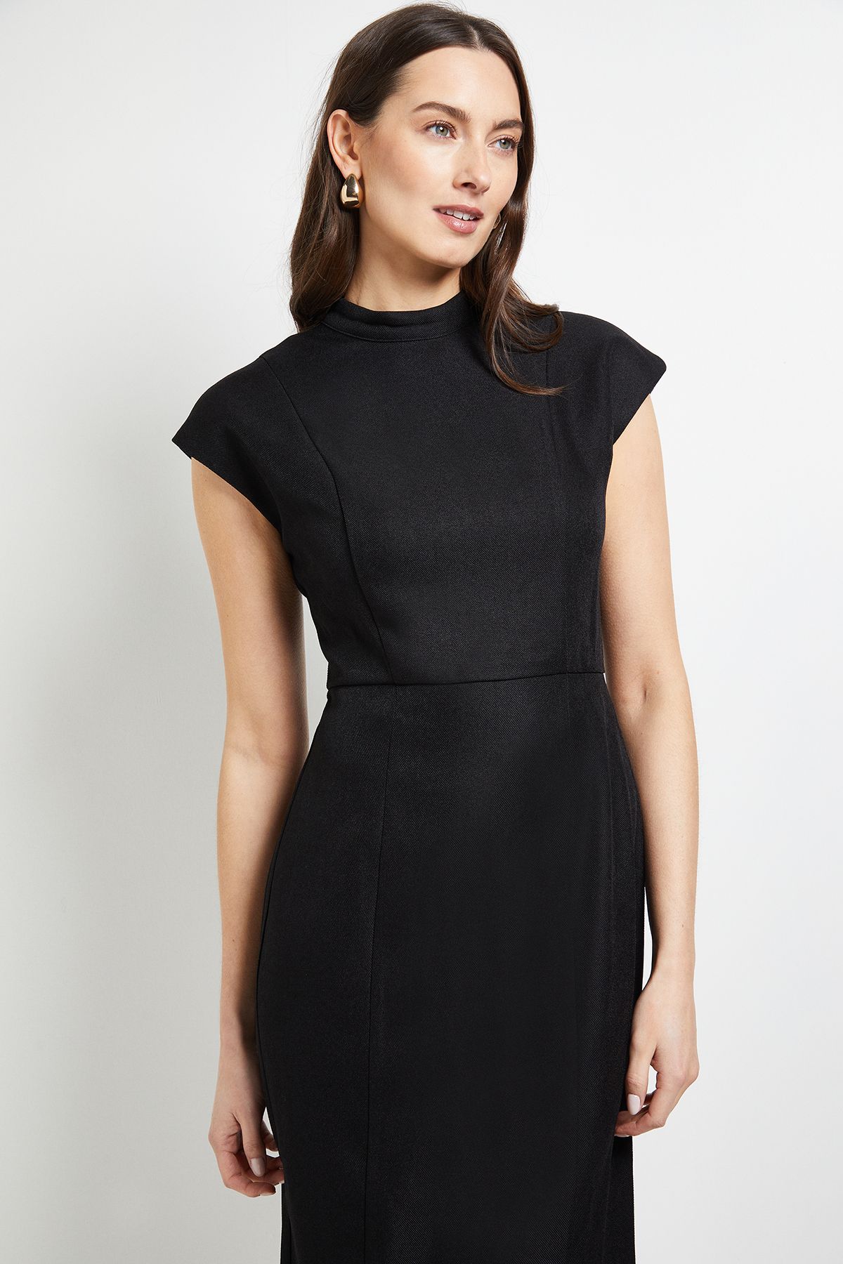 Principles Organza Contrast Tie Back Pencil Dress Black image 4