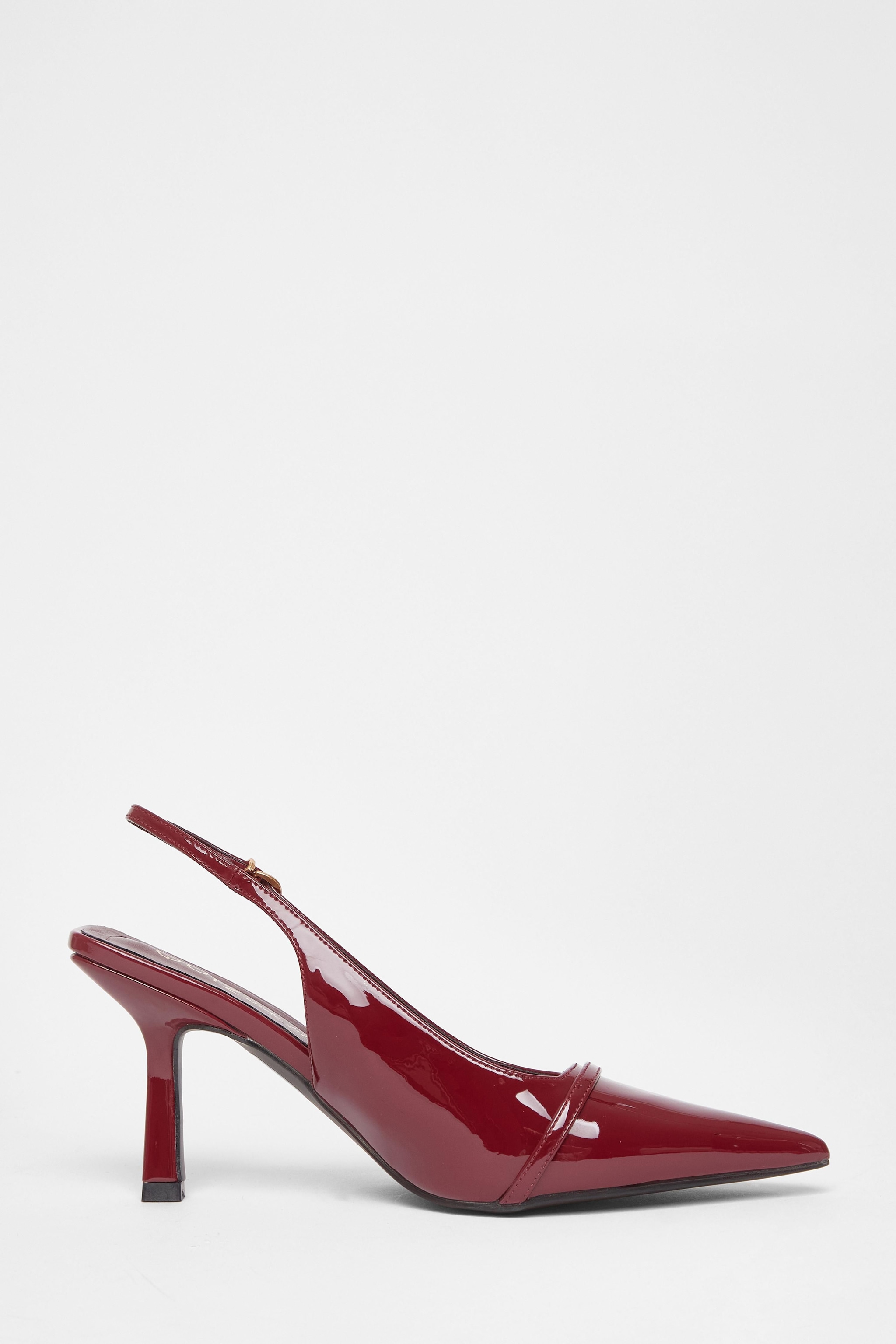 Quiz Burgundy Wide Fit Slingback Court Heels image 5