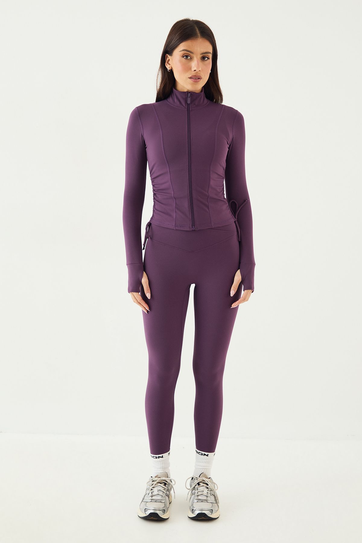 DSGN Studio DSGN Studio Ultra Sculpt Ruched Side Sports Jacket Aubergine image 5