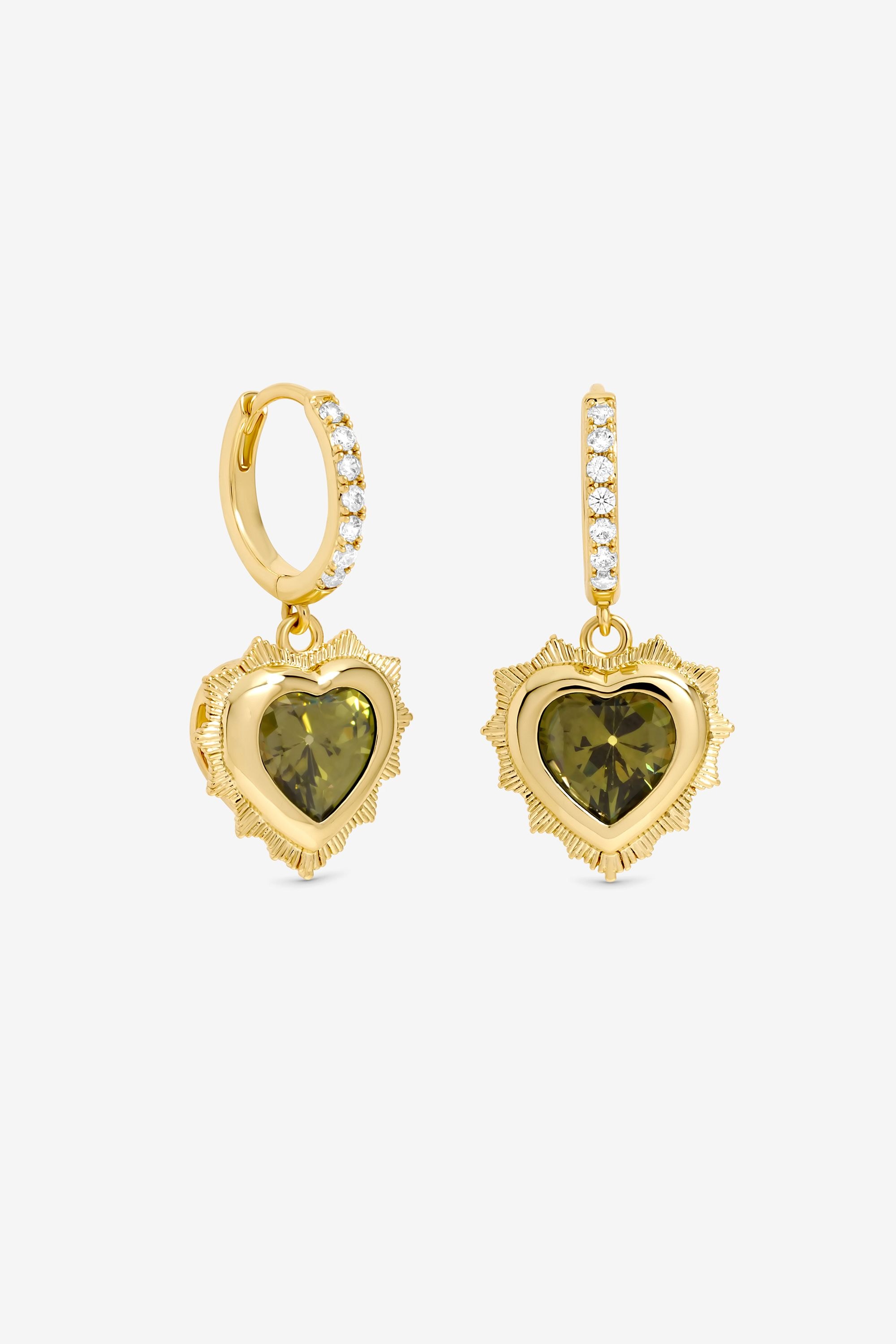 Jon Richard 14Ct Gold Plated Heart Birthstone Huggie Earrings - August image 2