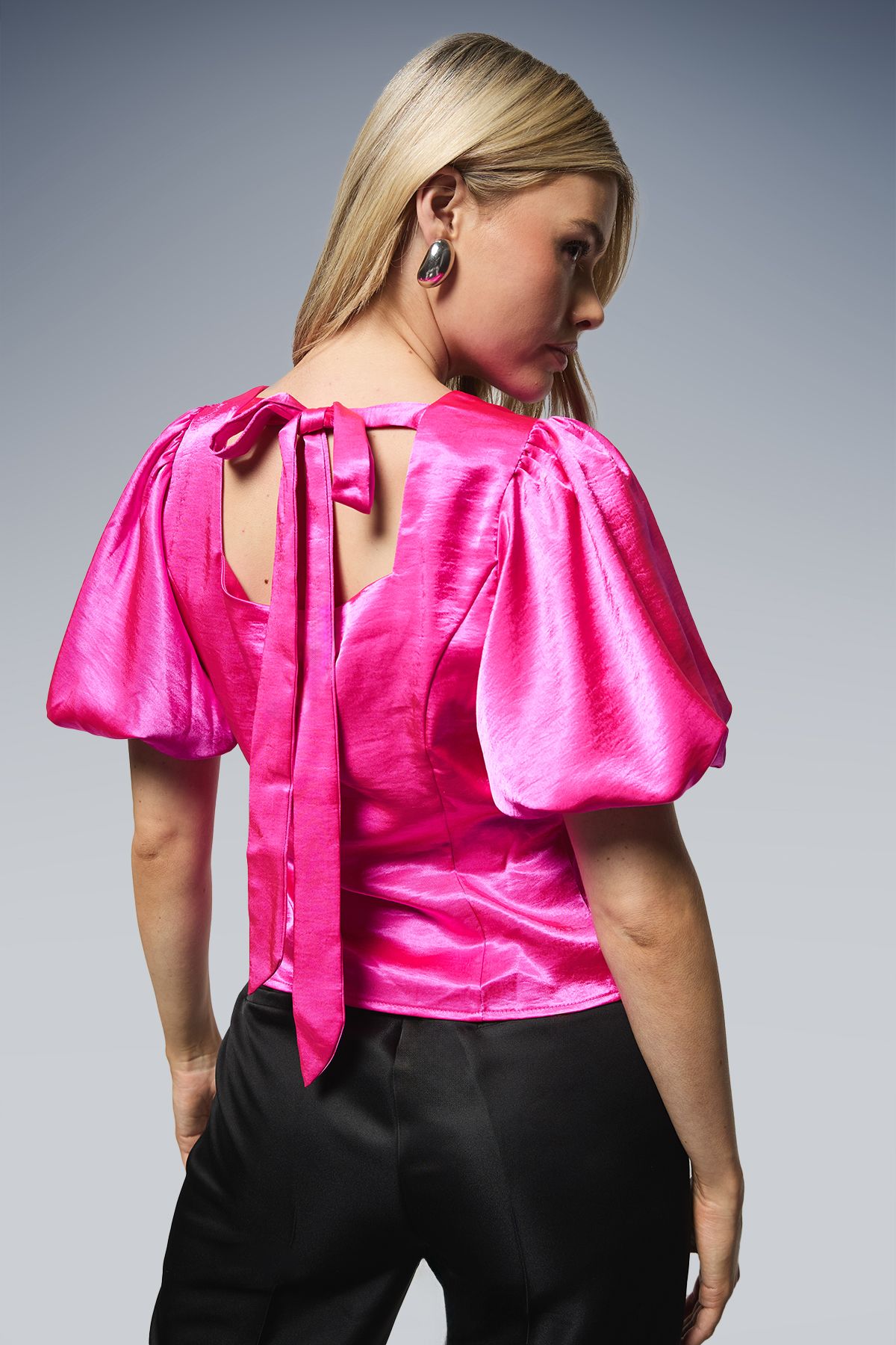 Dorothy Perkins DP Luxe Puff Sleeve Satin Blouse Pink image 3