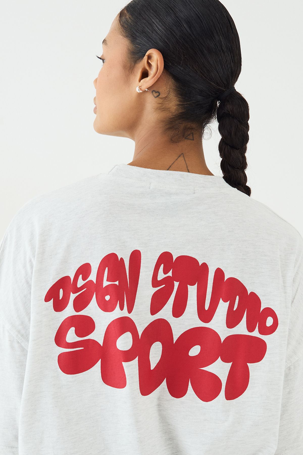 DSGN Studio DSGN Studio Sport Printed Oversized T-Shirt Ash Grey image 4