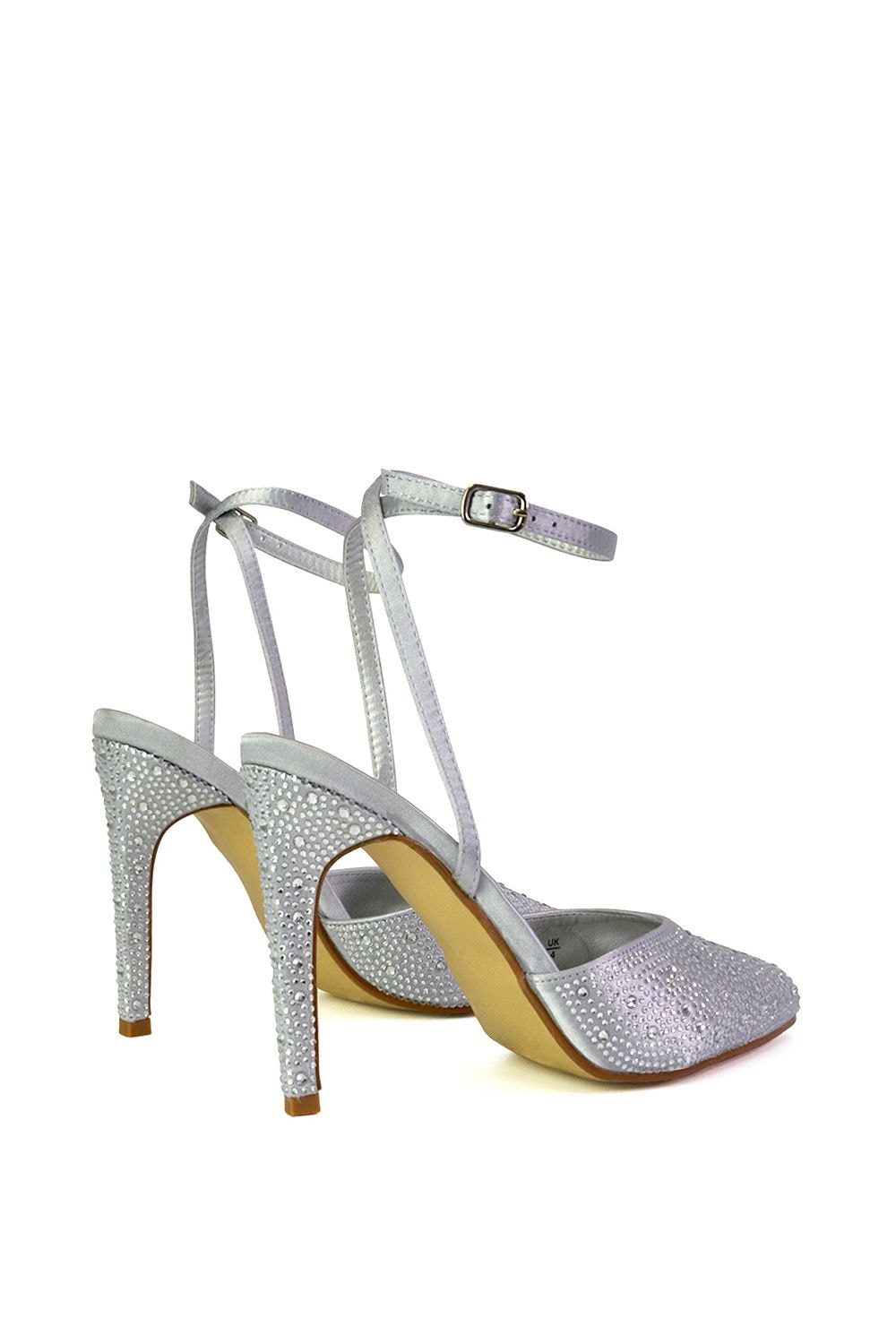 XY London 'Indyah' Diamante 2 Part Shoes Ankle Strap Stiletto High image 3