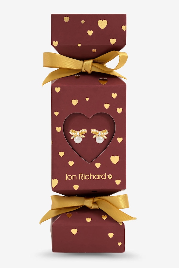 Jon Richard 18K Gold Plated Bow and Pearl Earrings - Gift Cracker