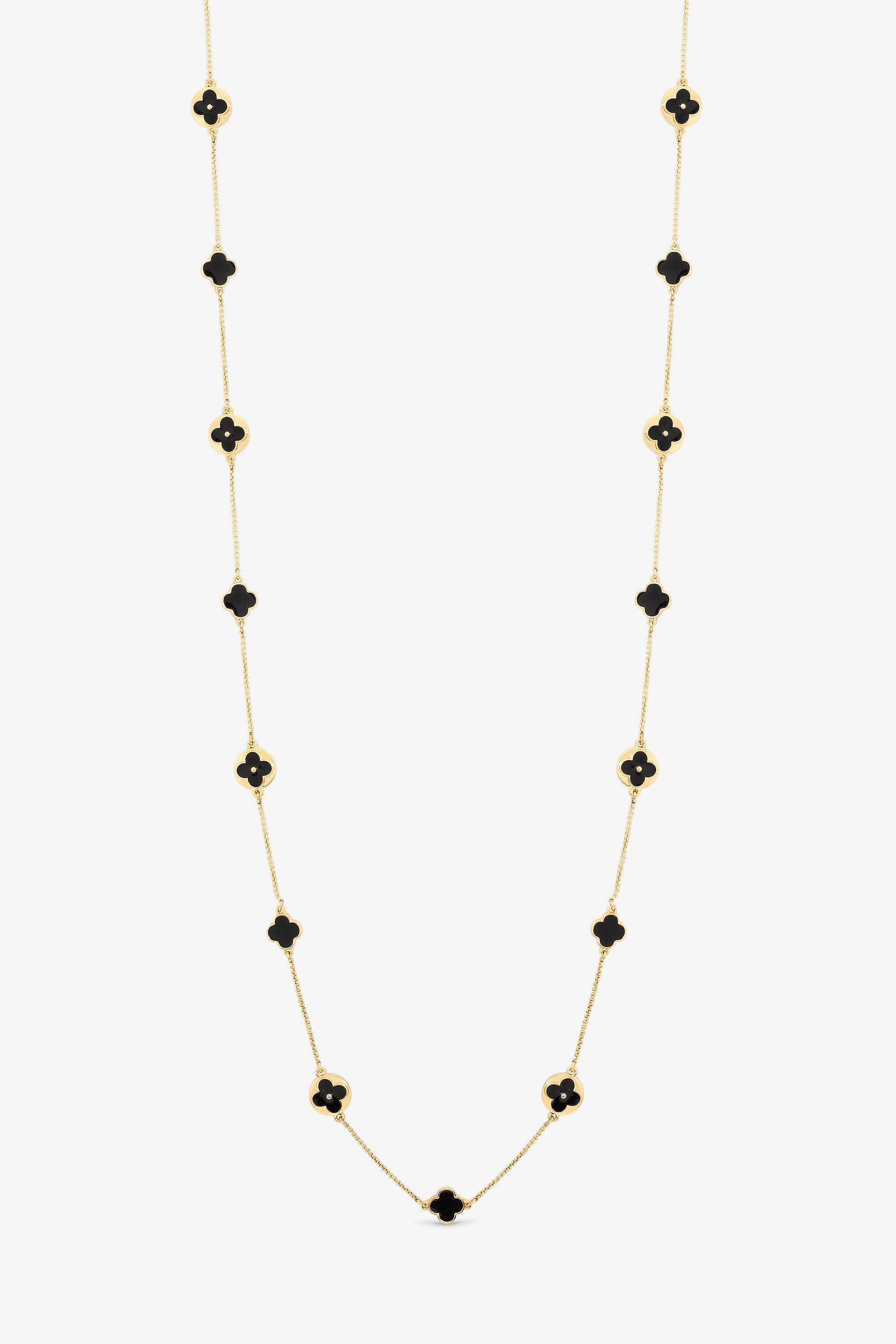 Mood Gold & Jet Long Clover Necklace image 1