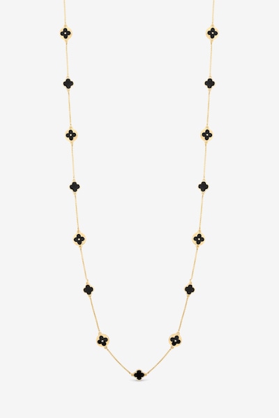 Mood Gold & Jet Long Clover Necklace