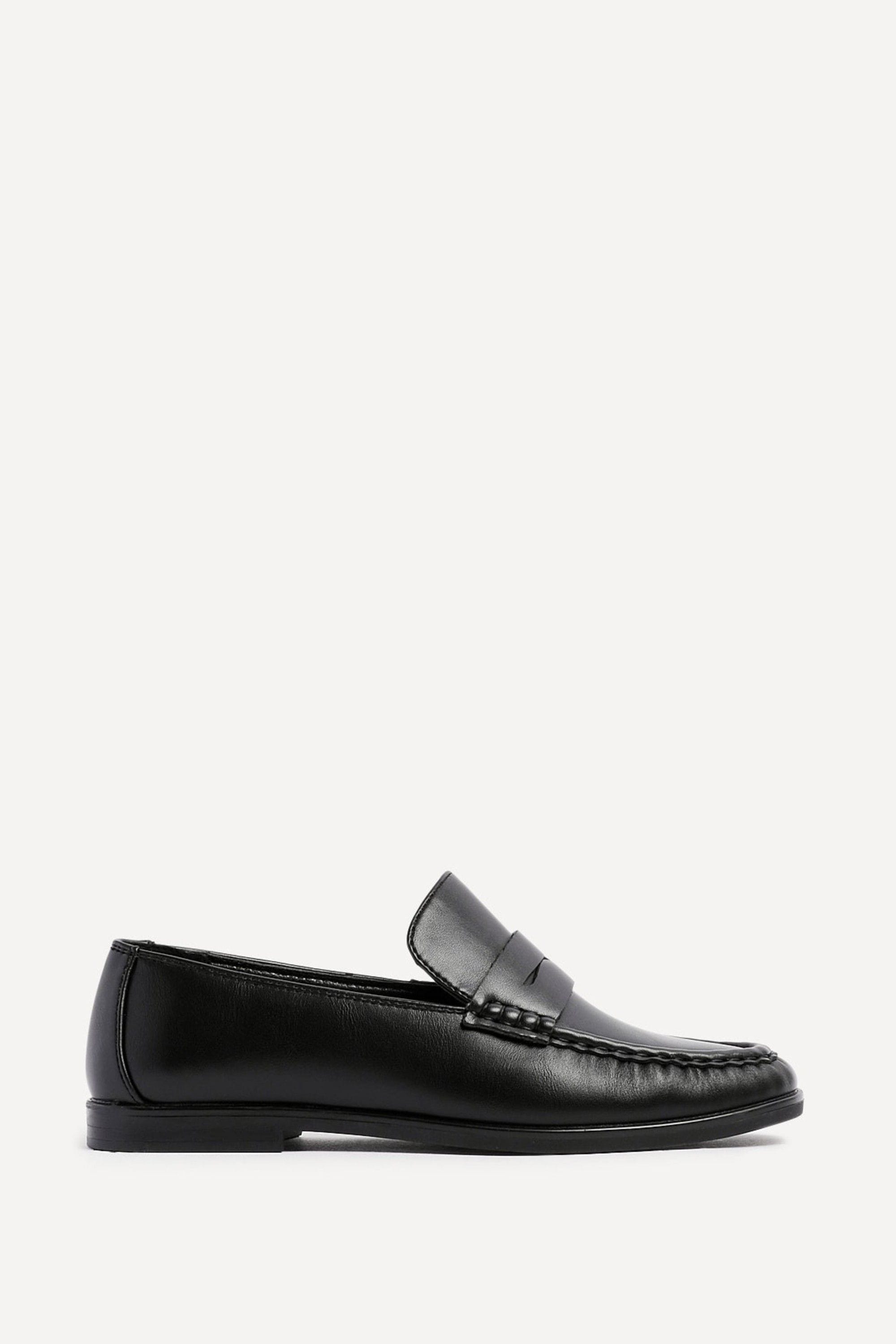 Linzi Belmont Black Faux Leather Ruched Loafer image 1