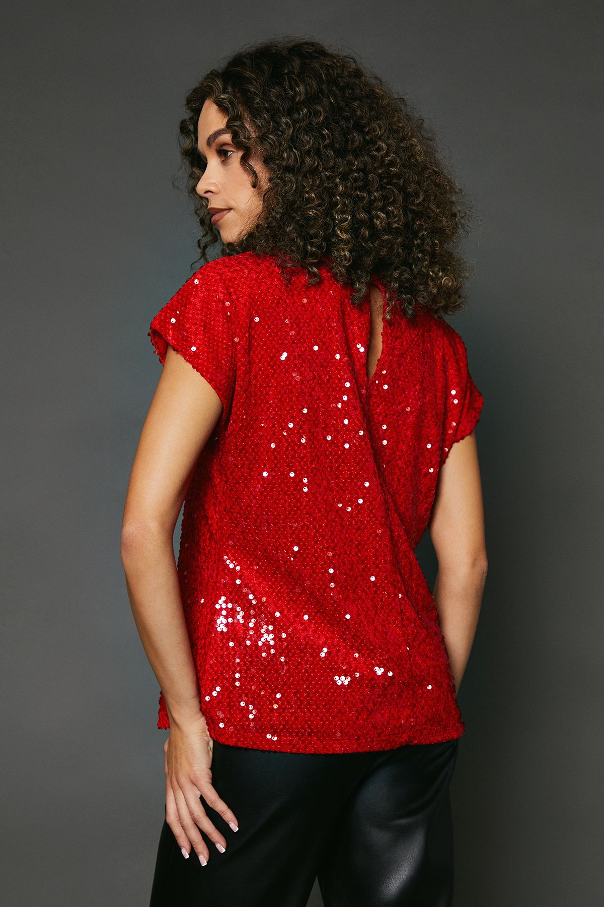 Principles Red Sequin Velvet T-shirt Red image 3