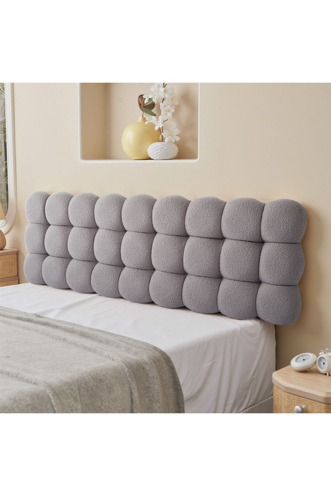 Living and Home Textured Bubble Design Plush Headboard Bolster Pillow image 2