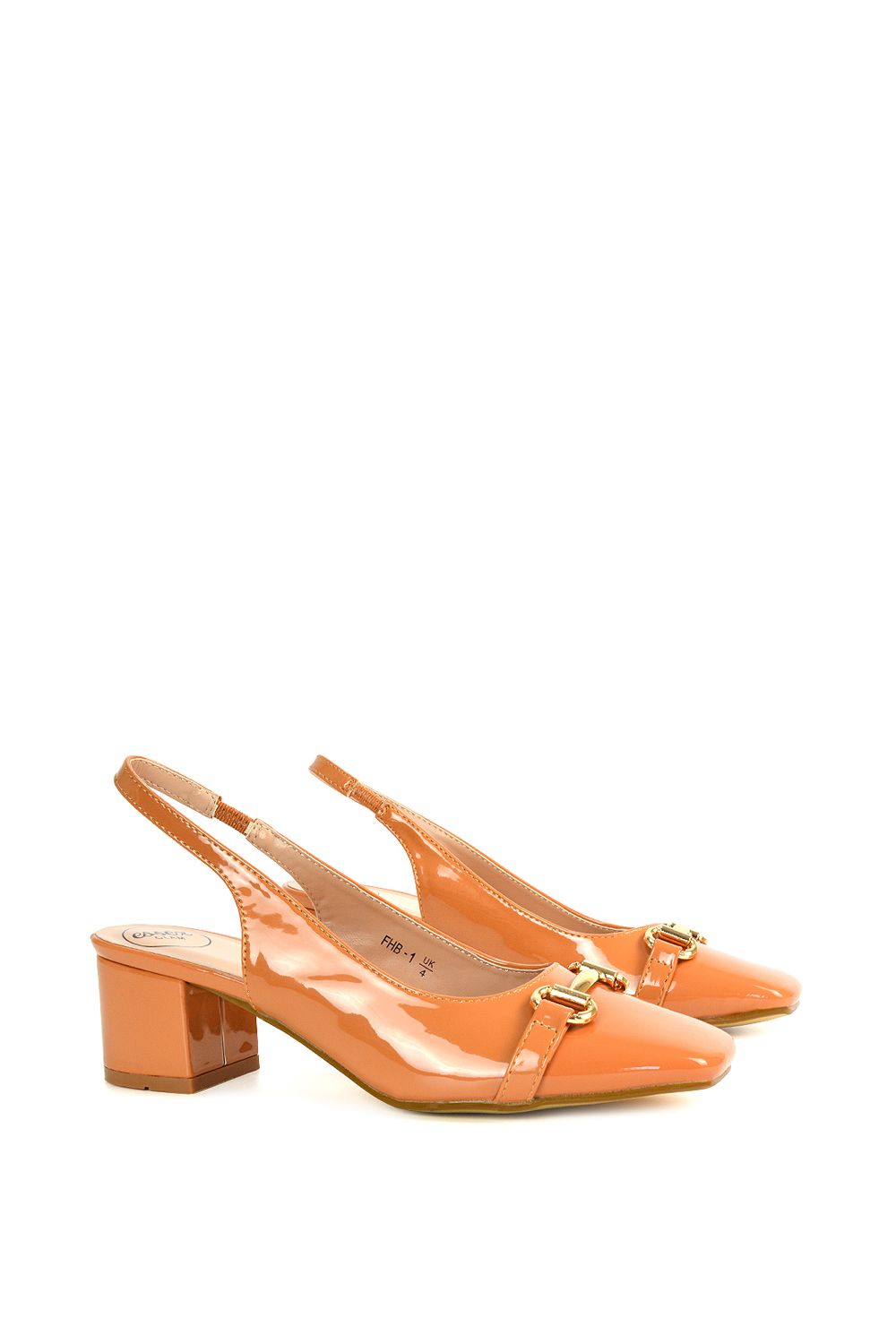 XY London 'Selena' Square Toe Slingback Mid Block Heel Ballet Court Shoes image 5