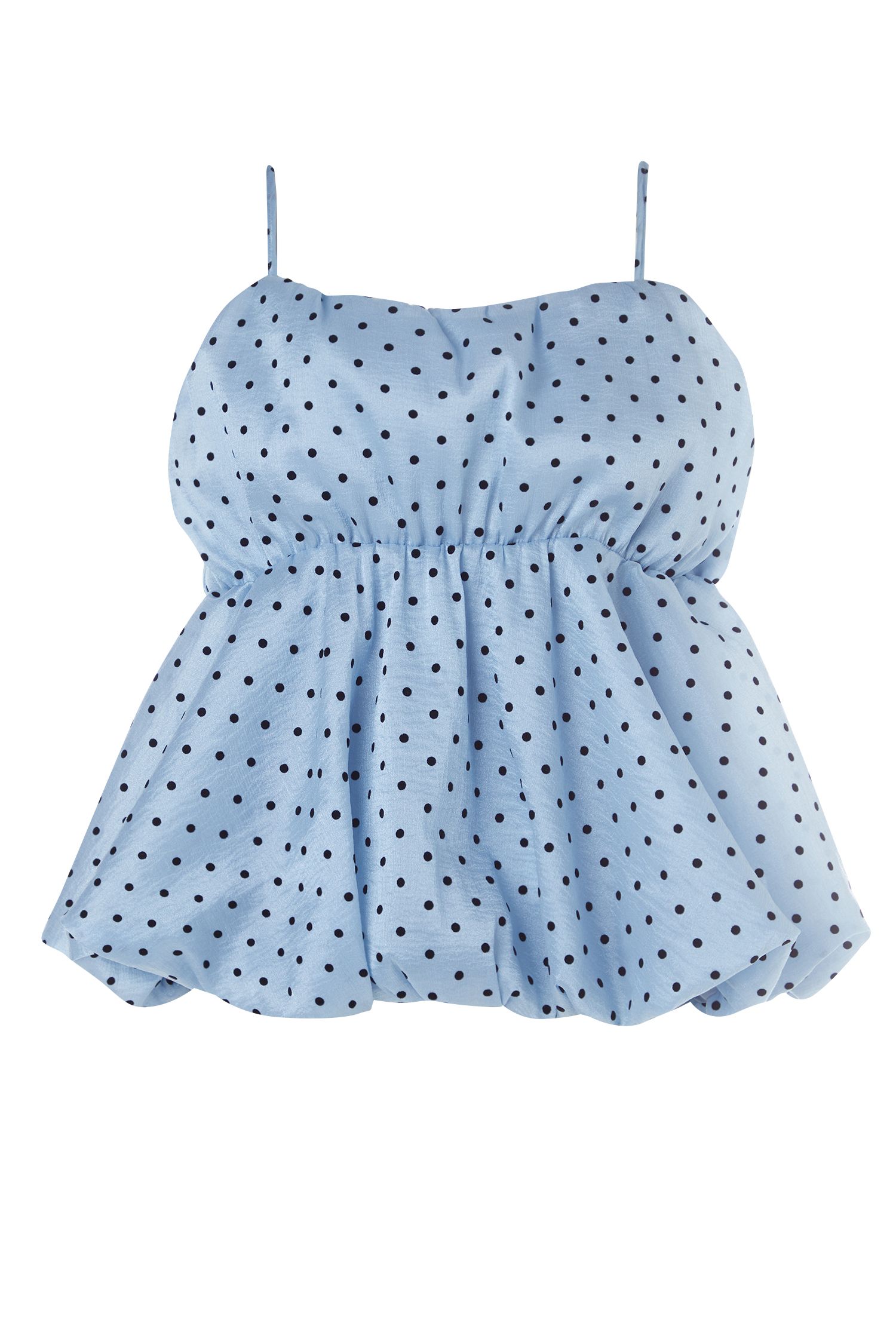 NastyGal Plus Flocked Polka Dot Bubble Hem Longline Cami Top Blue image 1