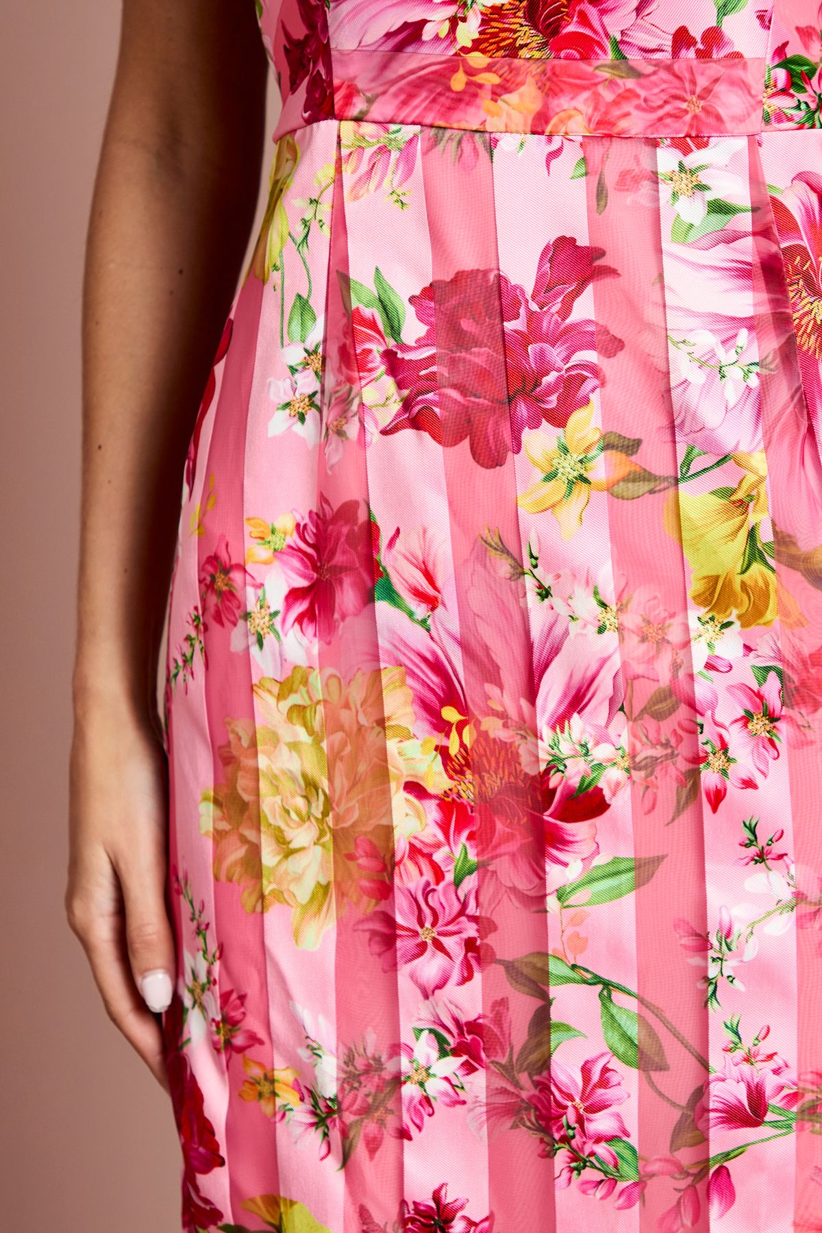 Coast Printed Organza Burnout Bow Shoulder Midi Dress Pink image 5