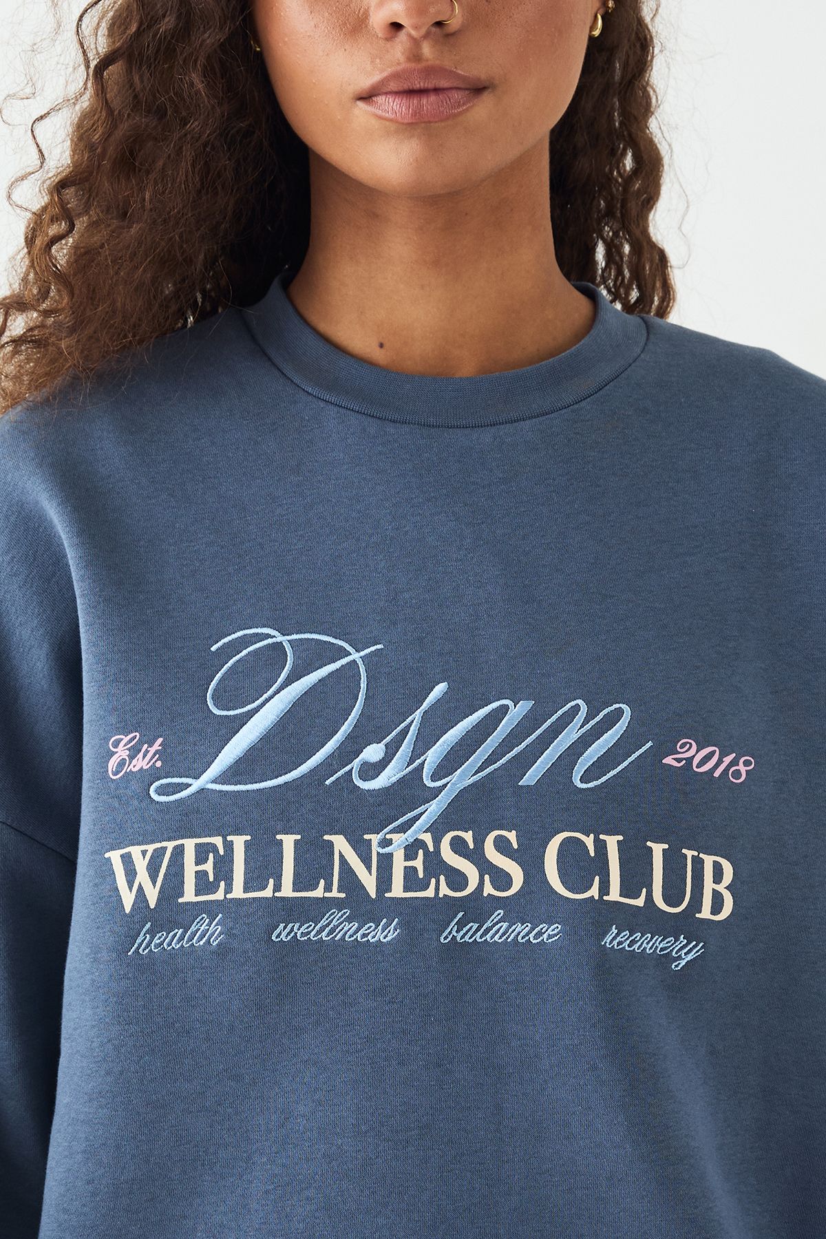 DSGN Studio DSGN Studio Wellness Club Oversized Sweatshirt Tracksuit Navy image 4