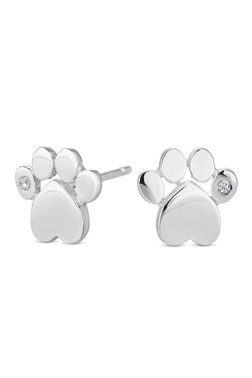 Simply Silver Sterling Silver 925 Paw Print Stud Earrings image 1