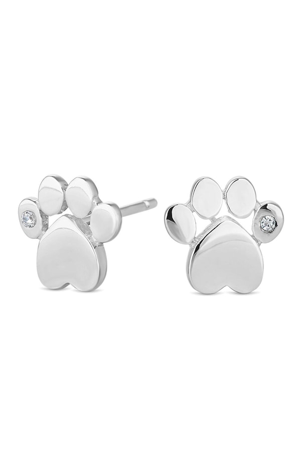 Simply Silver Sterling Silver 925 Paw Print Stud Earrings
