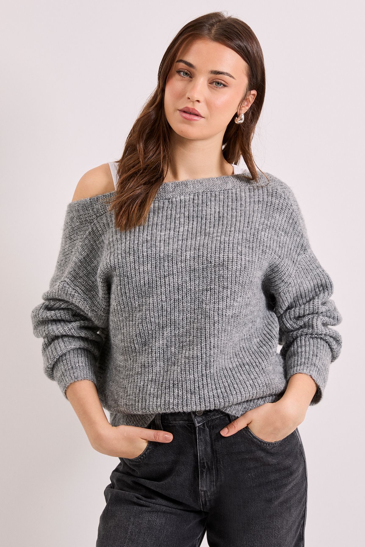 Dorothy Perkins Wrap Front Cardigan Grey Marl image 4