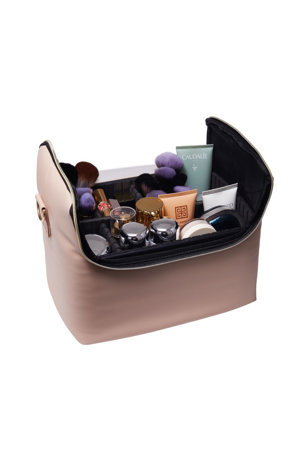 SHEONLY Pink Portable Makeup Train Case with 4 Clear Bags and Adjustable Dividers image 5