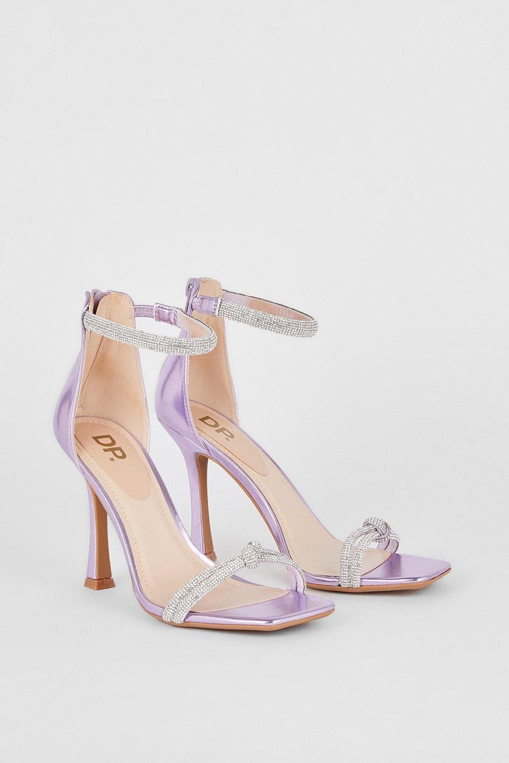Dorothy Perkins Beau Diamante Knot Heel Sandals Purple image 3