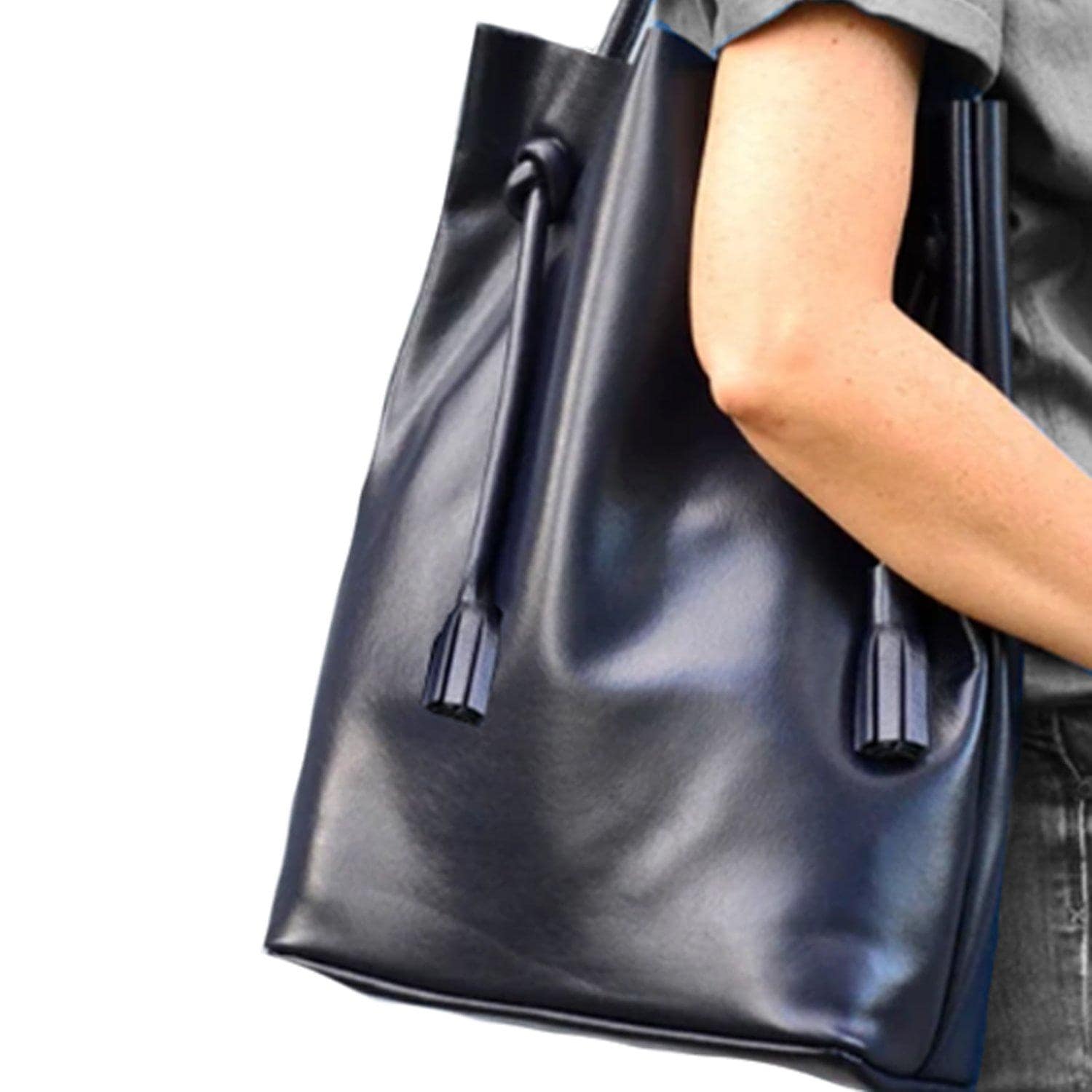 Sostter Gold Drawcord Metallic Leather Hobo Shoulder Bag image 5