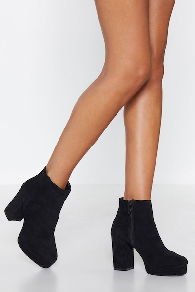 NastyGal Keep You Platform at Night Boot Black