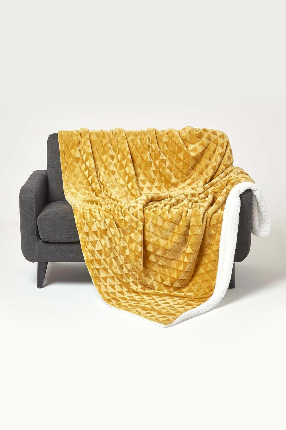 Homescapes Geometric Triangle Velvet Throw image 1