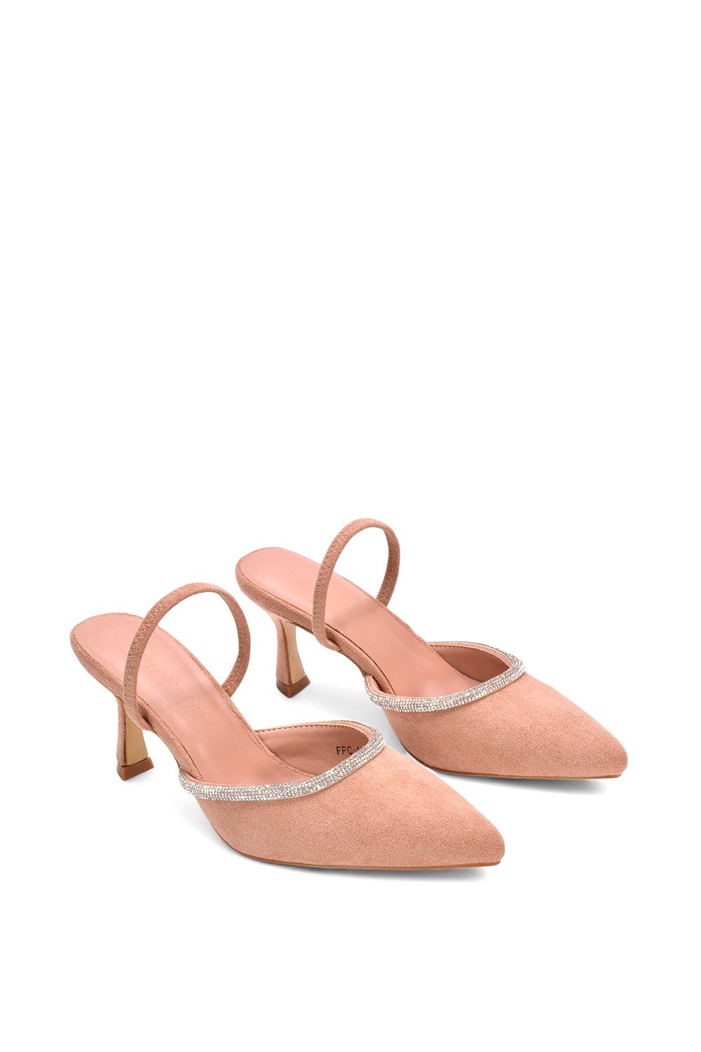 XY London 'Carlene' Diamante Trim Pointed Toe Mid Stiletto Heel Court Heels image 3