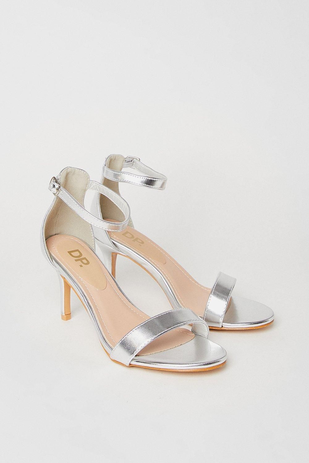 Dorothy Perkins Tasha Barely There Medium Stiletto Heel Sandals Silver image 3