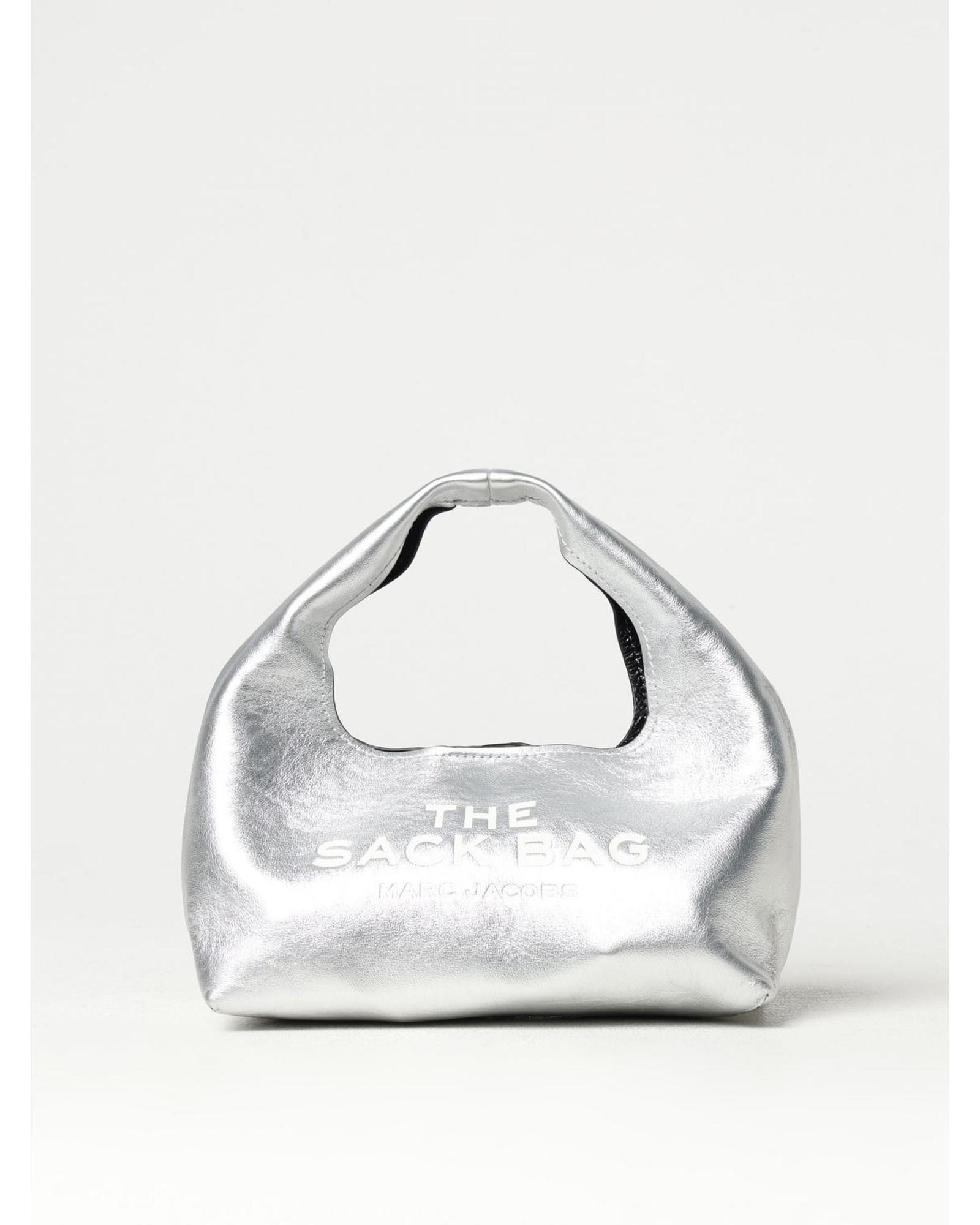 Marc Jacobs Sack Bag Metallic Leather Handbag Wo - Silver image 1
