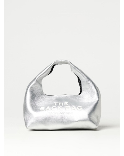 Marc Jacobs Sack Bag Metallic Leather Handbag Wo - Silver