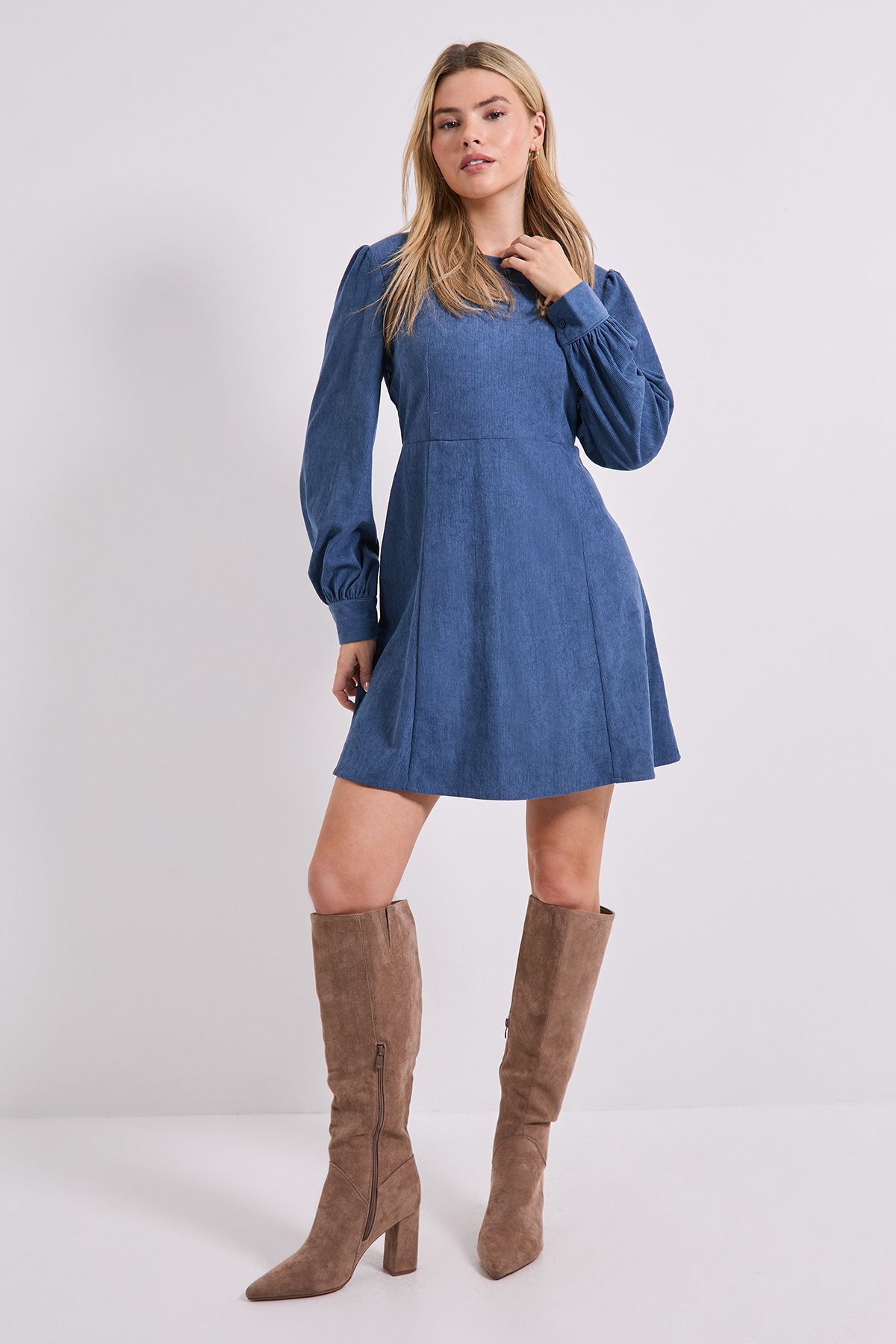 Dorothy Perkins Seam Detail Cord Mini Dress Blue image 2