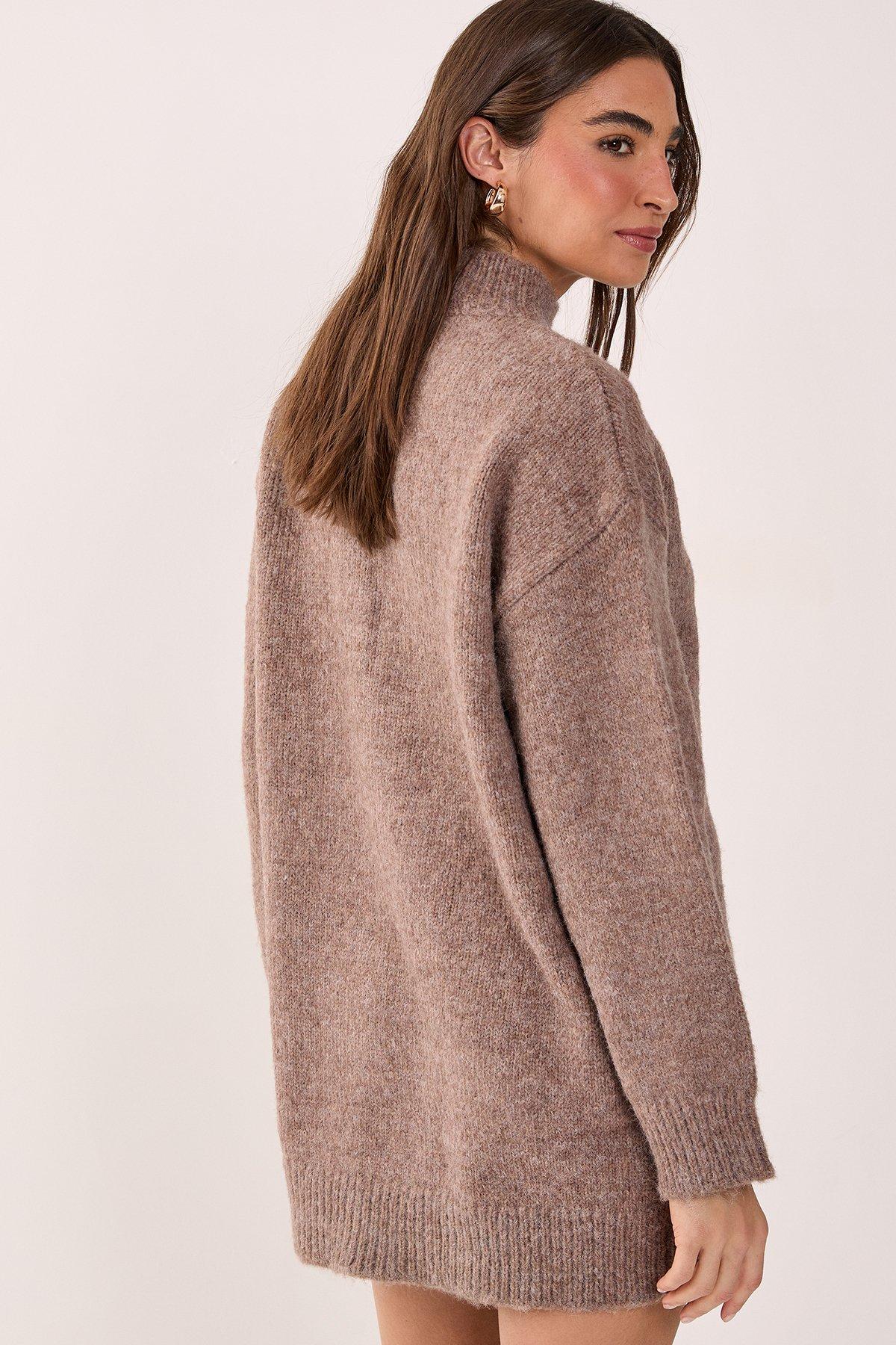 NastyGal (Az) Knitted Sweater Mini Dress Stone image 3