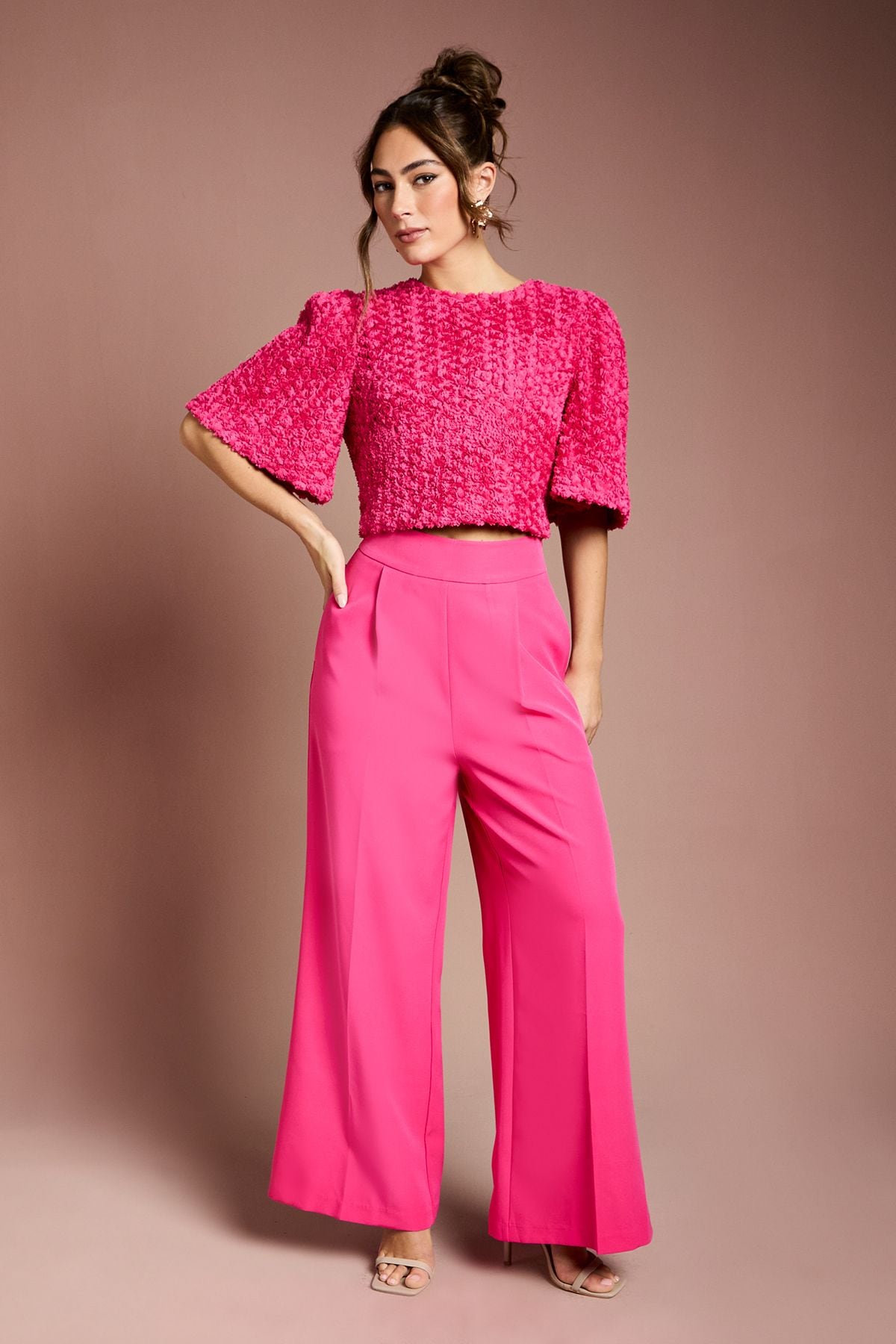 Coast Wide Leg Crepe Trouser Hot Pink