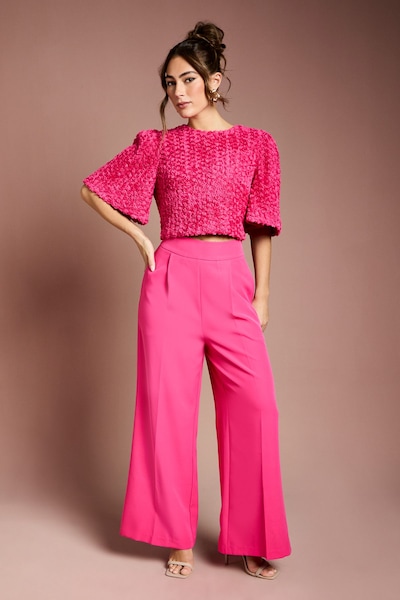 Coast Wide Leg Crepe Trouser Hot Pink