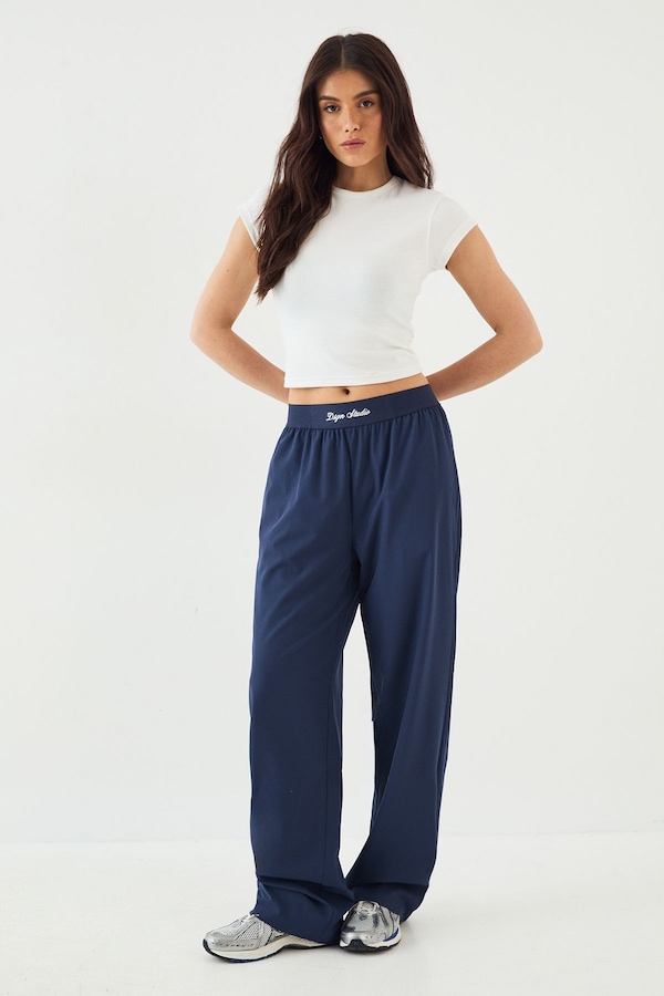 DSGN Studio DSGN Studio Elasticated Waist Straight Leg Trouser Navy