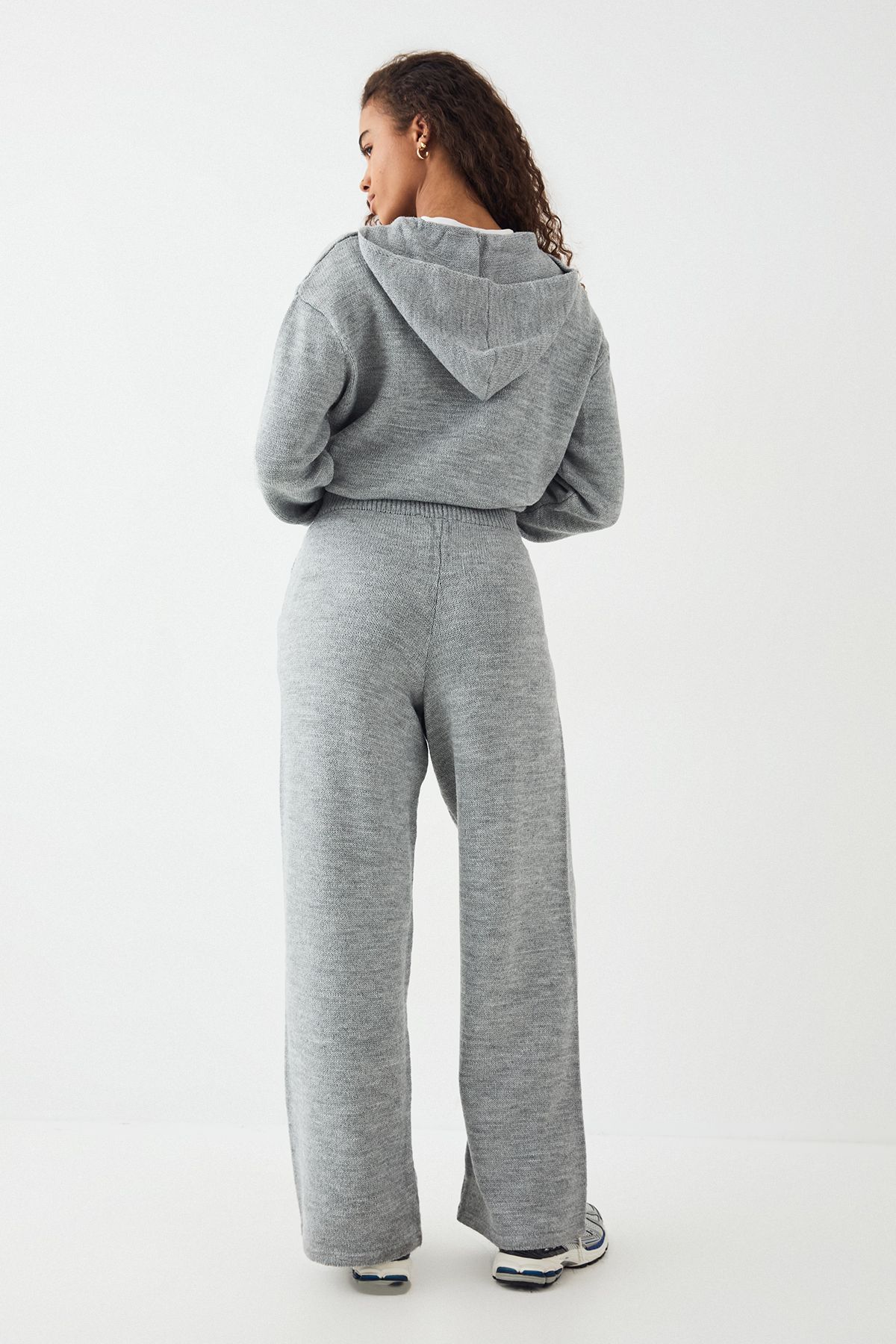DSGN Studio DSGN Studio Knitted Straight Leg Trouser Grey Marl image 2