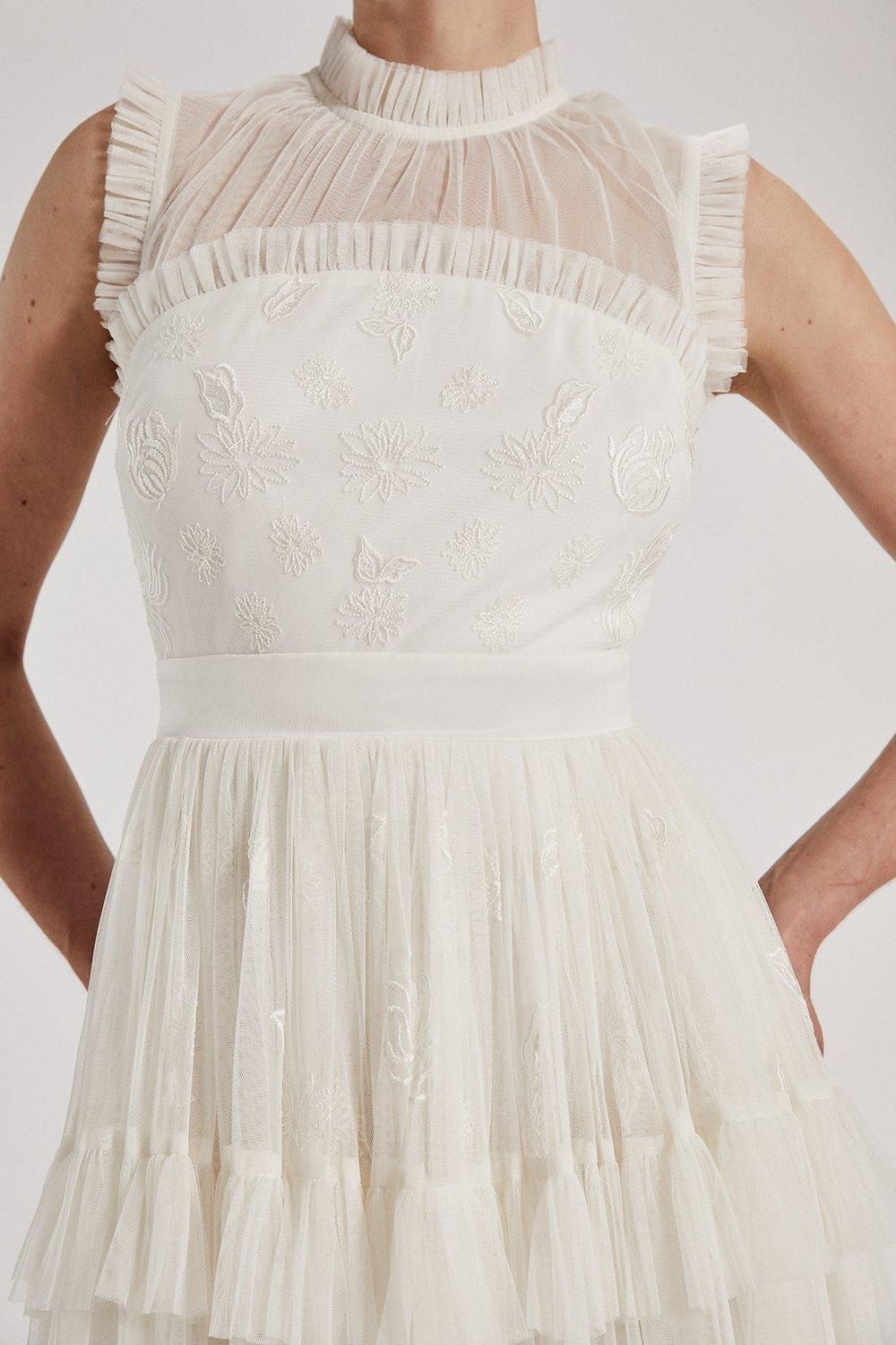 Coast RSN Inspired Embroidered Mesh Dress Ivory image 3